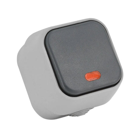 Buitenschakelaar zilver met lampje waterdicht IP54 - FOIR