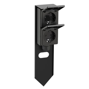Buiten stopcontact 2x EU zwart IP44 30 cm