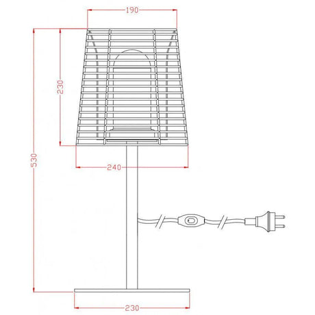 Tafellamp met stekker zwart e27 'Saha' buitenlamp E27 fitting IP44 530mm - FOIR