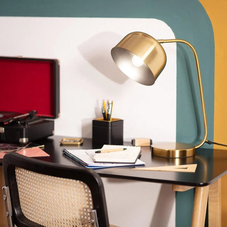 bureaulamp e14 fitting verstelbaar goud modern met stekker