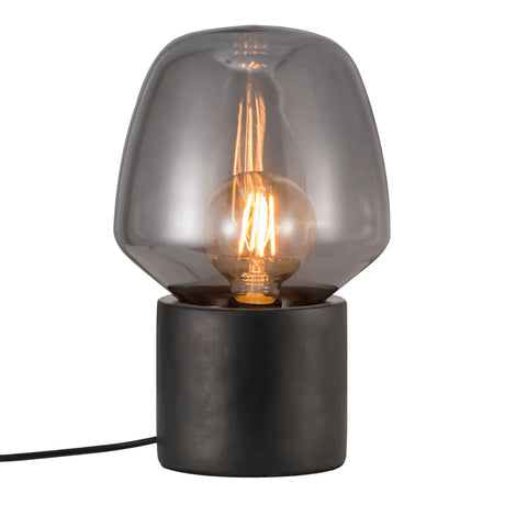Tafellamp beton zwart 'Christina' Nordlux E27 fitting glas 30 cm - FOIR