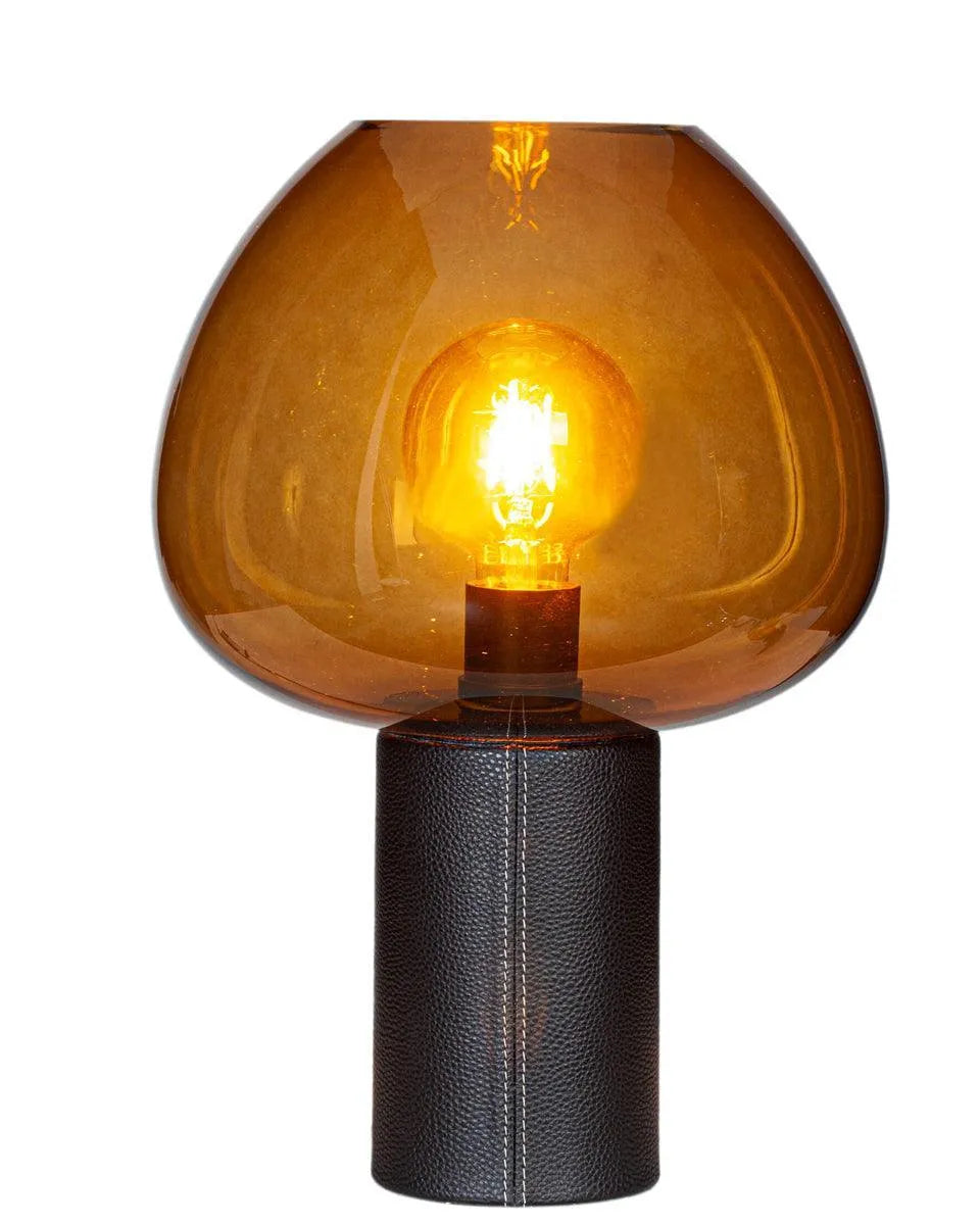 4002620-5512 kleine tafellamp zwart en cognac glas e27 fitting schakelaar by rydens cozy 