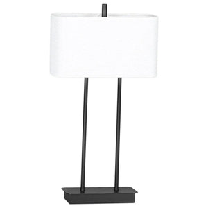 Tafellamp zwart wit By Rydens 'Luton' stoffen kap 2x E14 fitting 56cm - FOIR