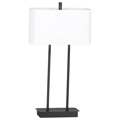 Tafellamp zwart wit By Rydens 'Luton' stoffen kap 2x E14 fitting 56cm - FOIR