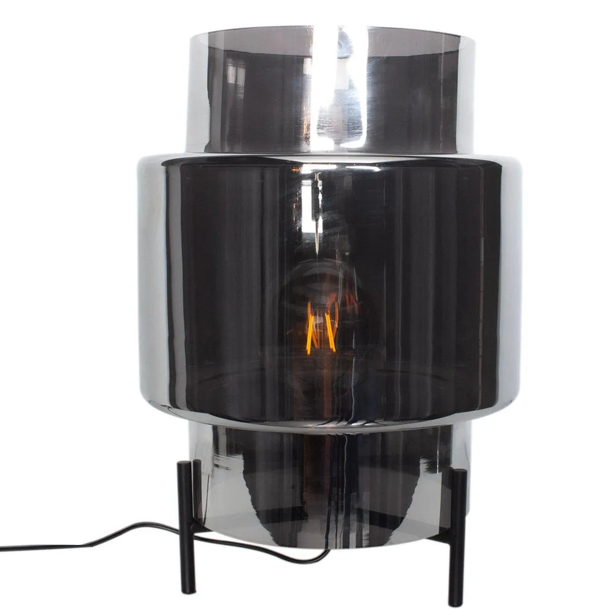 Rookglas tafellamp e27 fitting met stekker en schakelaar