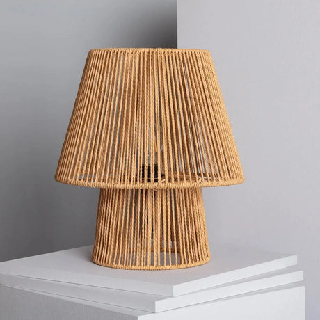 Tafellamp gevlochten papier met E27 fitting & schakelaar 'Ilan' 39 cm - FOIR