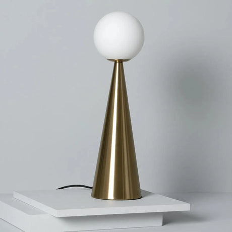 Tafellamp goud met opaalglazen kap E14 fitting stekker & schakelaar 'Elissa' - FOIR
