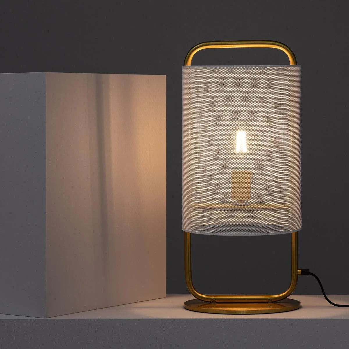 Tafellamp goud wit modern stekker en schakelaar 