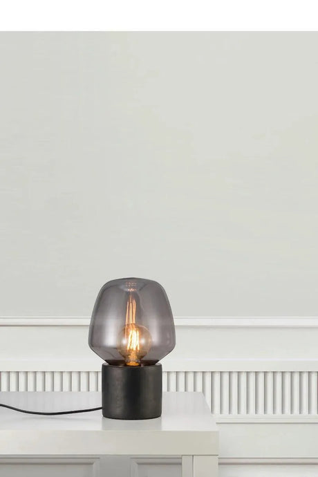 Tafellamp beton zwart 'Christina' Nordlux E27 fitting glas 30 cm - FOIR