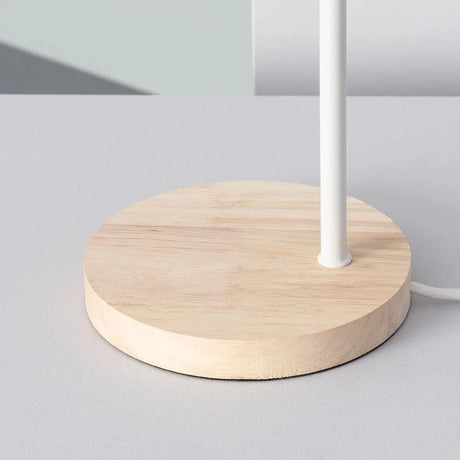 Bureaulamp wit met hout schakelaar en E14 fitting 'Wilco' - FOIR