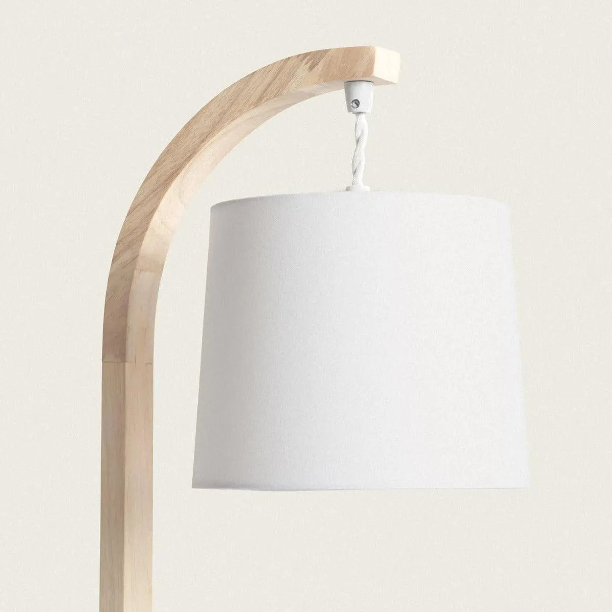 Tafellamp wit met hout E14 fitting schakelaar & stekker 'Natasja' - FOIR
