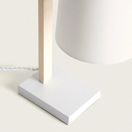 Tafellamp wit met hout E14 fitting schakelaar & stekker 'Natasja' - FOIR