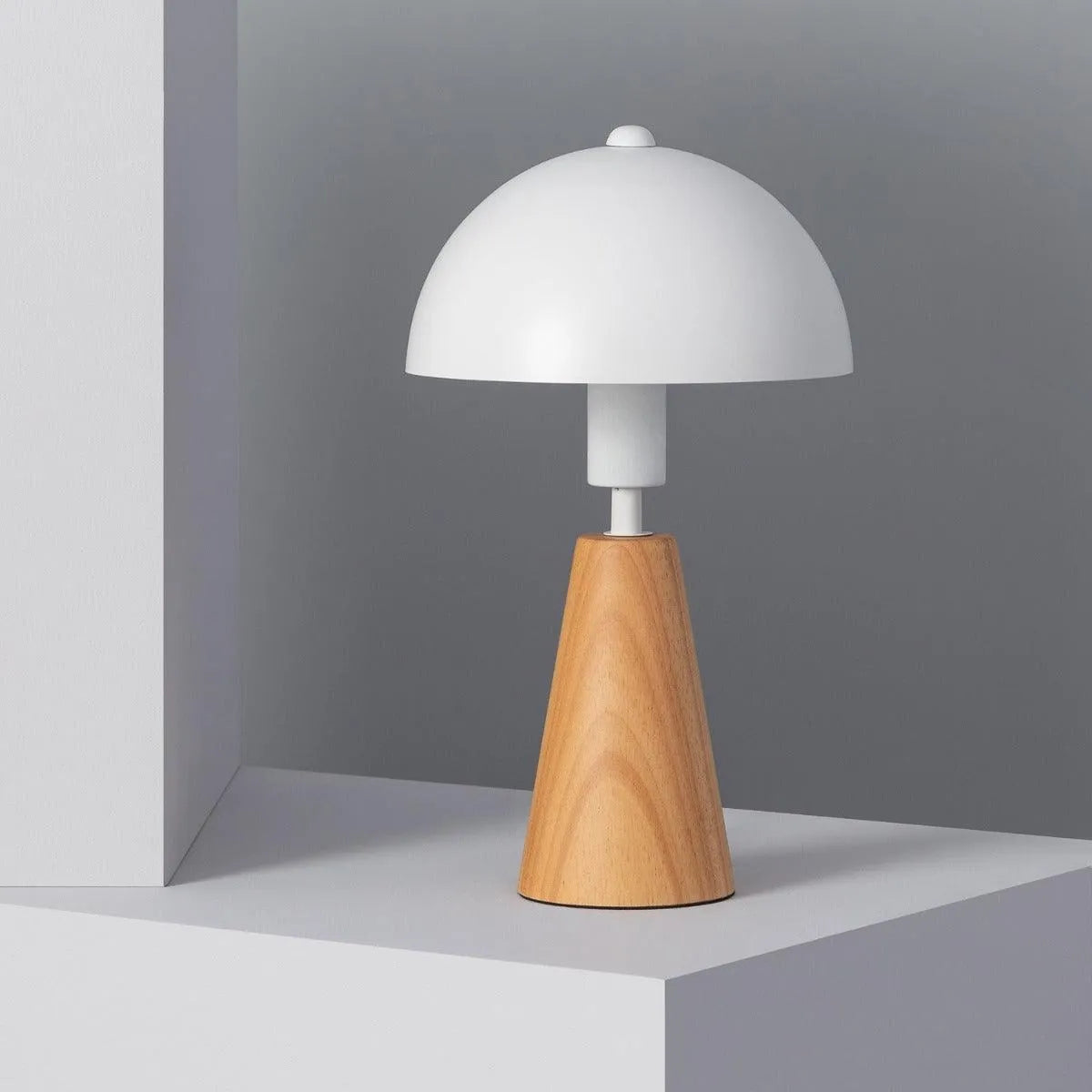 Tafellamp hout wit 'Daya' hout wit E14 fitting modern witte kap - FOIR