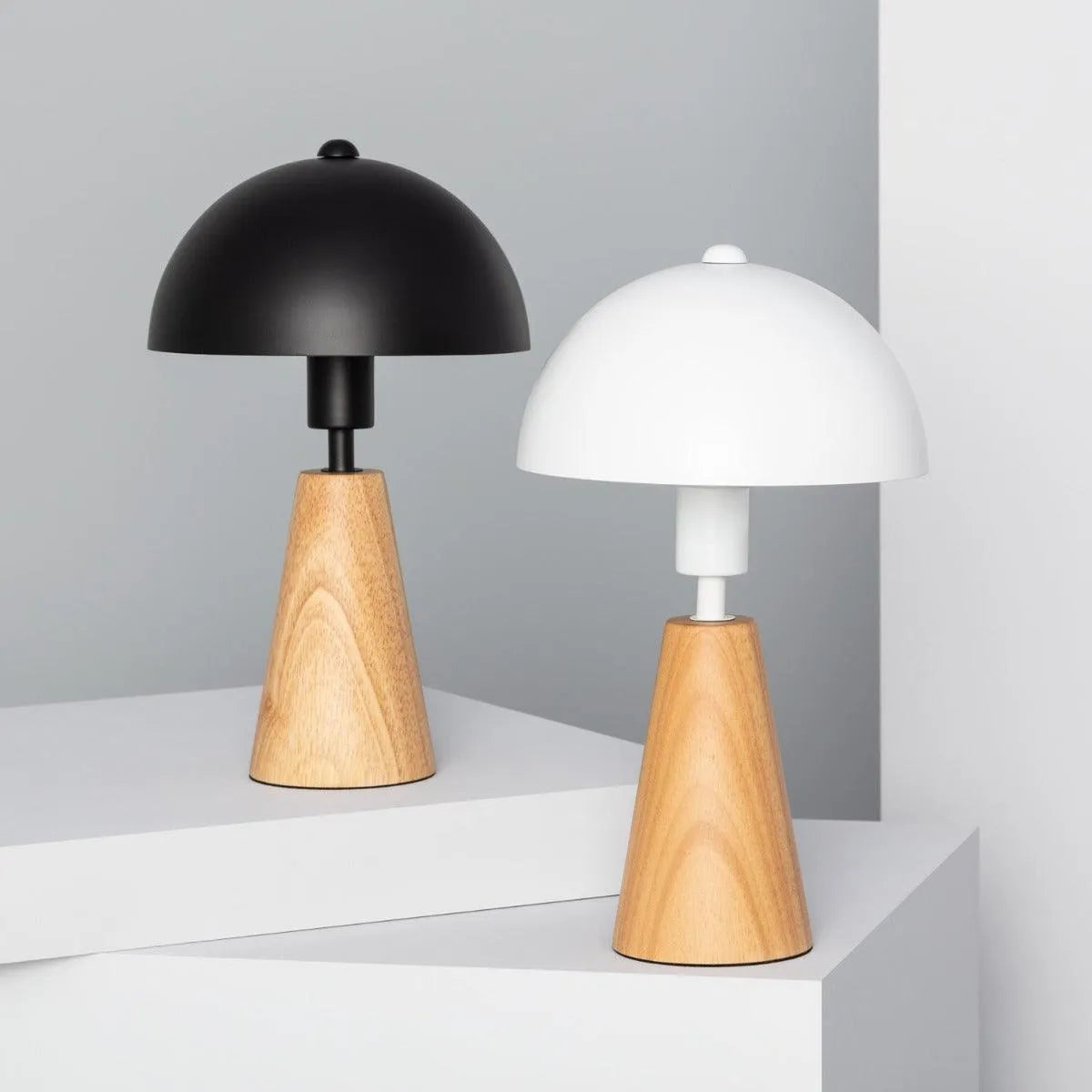 Tafellamp hout wit 'Daya' hout wit E14 fitting modern witte kap - FOIR