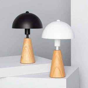 Tafellamp hout wit 'Daya' hout wit E14 fitting modern witte kap - FOIR