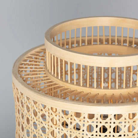 Rotan tafellamp E27 fitting schakelaar 'Isaksson' 30 cm - FOIR