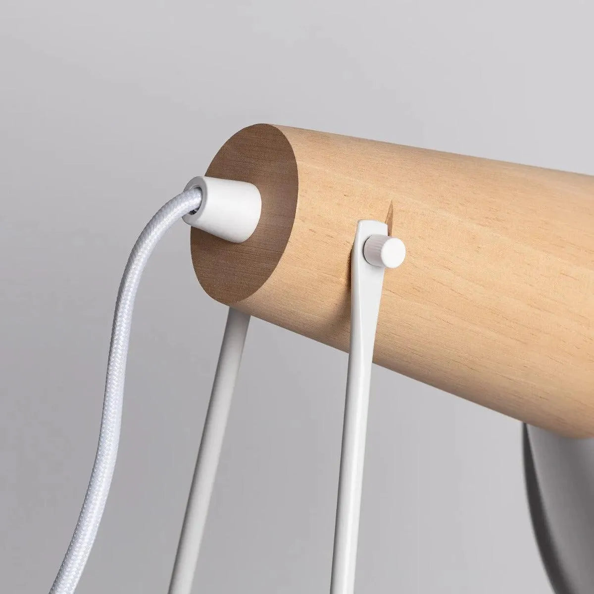 Tafellamp wit met hout minimalistisch schakelaar & stekker E27 'Pio' - FOIR