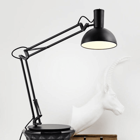 Zwarte tafellamp met klem en wandbeugel E27 fitting DFTP 'Arki' - FOIR