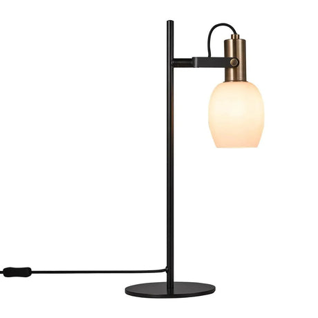 Zwarte tafellamp messing en opaalglas E14 fitting & schakelaar Nordlux Arild - FOIR
