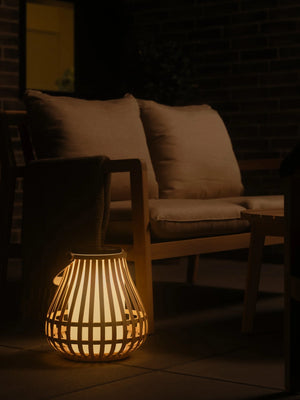 Tafellamp op zonne energie Hout Leo buiten