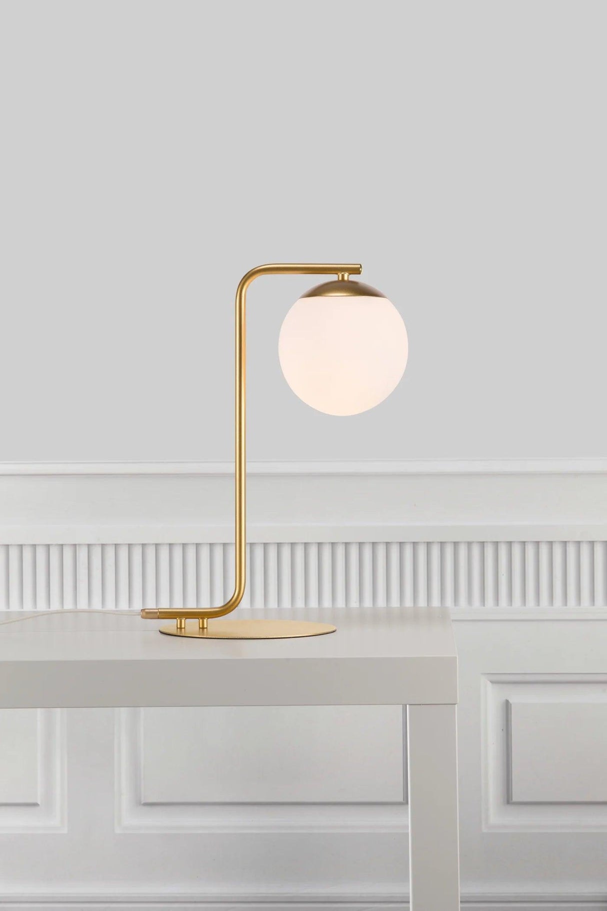 Tafellamp messing 'Grant' Nordlux E14 fitting opaal glas 41 cm - FOIR
