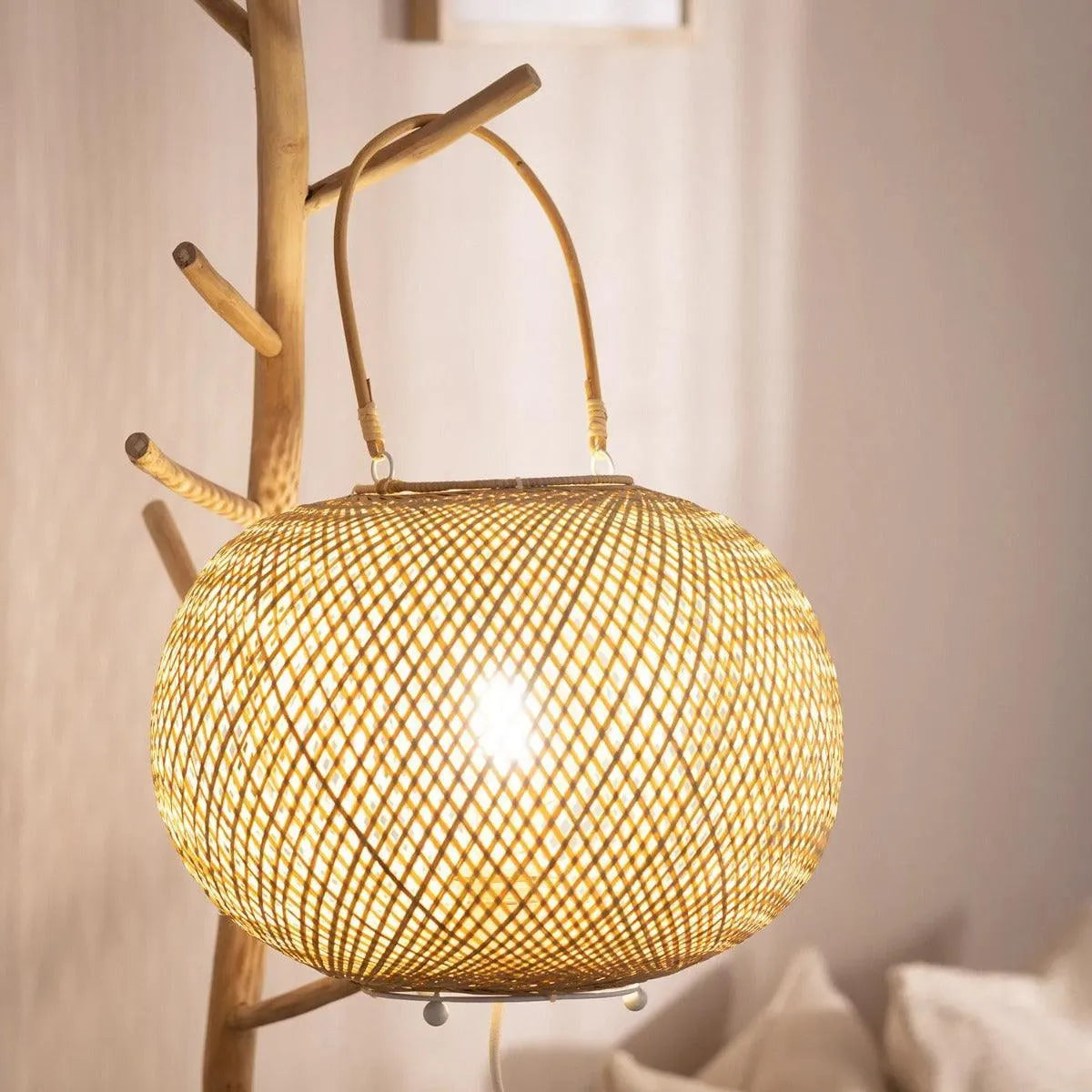 Tafellamp rotan met E27 fitting stekker & schakelaar 'Jordi' - FOIR