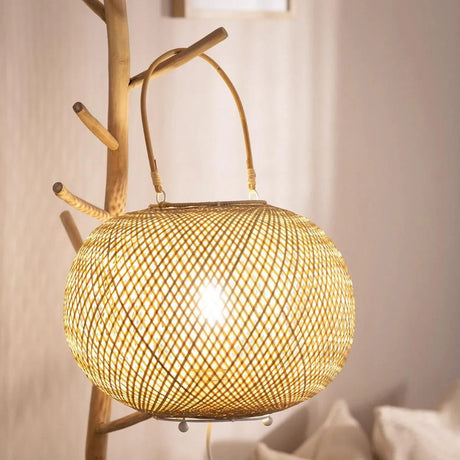 Tafellamp rotan met E27 fitting stekker & schakelaar 'Jordi' - FOIR
