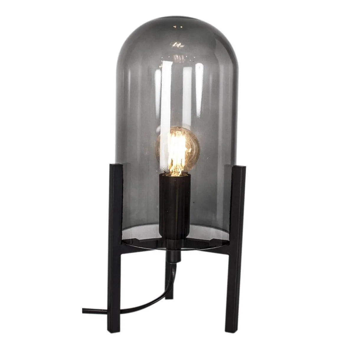 Tafellamp modern rookglas 'Smokey' By Rydens e27 fitting modern 300mm - FOIR