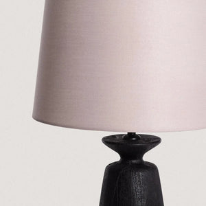 Tafellamp met houten voet en stoffen kap E27 fitting schakelaar 'Tessel' 58 cm - FOIR