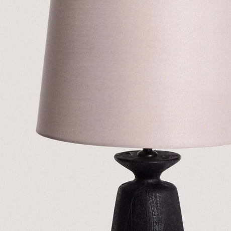 Tafellamp met houten voet en stoffen kap E27 fitting schakelaar 'Tessel' 58 cm - FOIR