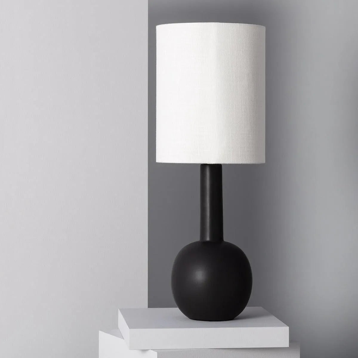 tafellamp vaas zwart linnen kap e27 fitting 