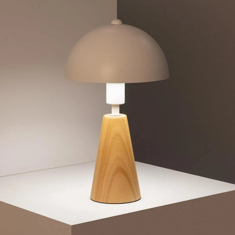 Tafellamp hout wit 'Daya' hout wit E14 fitting modern witte kap - FOIR