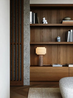 tafellamp beige marmeren voet donker e27 fitting schakelaar design for the people dftp