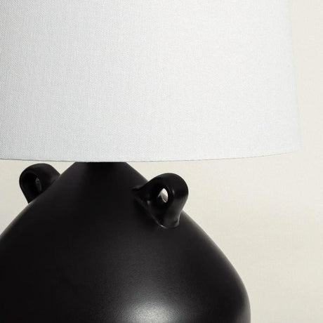 Zwart witte tafellamp met stoffen kap E27 fitting 'Marit' - FOIR