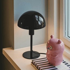 Kleine zwarte tafellamp met E14 fitting stekker en schakelaar 'Ellen Mini' - FOIR