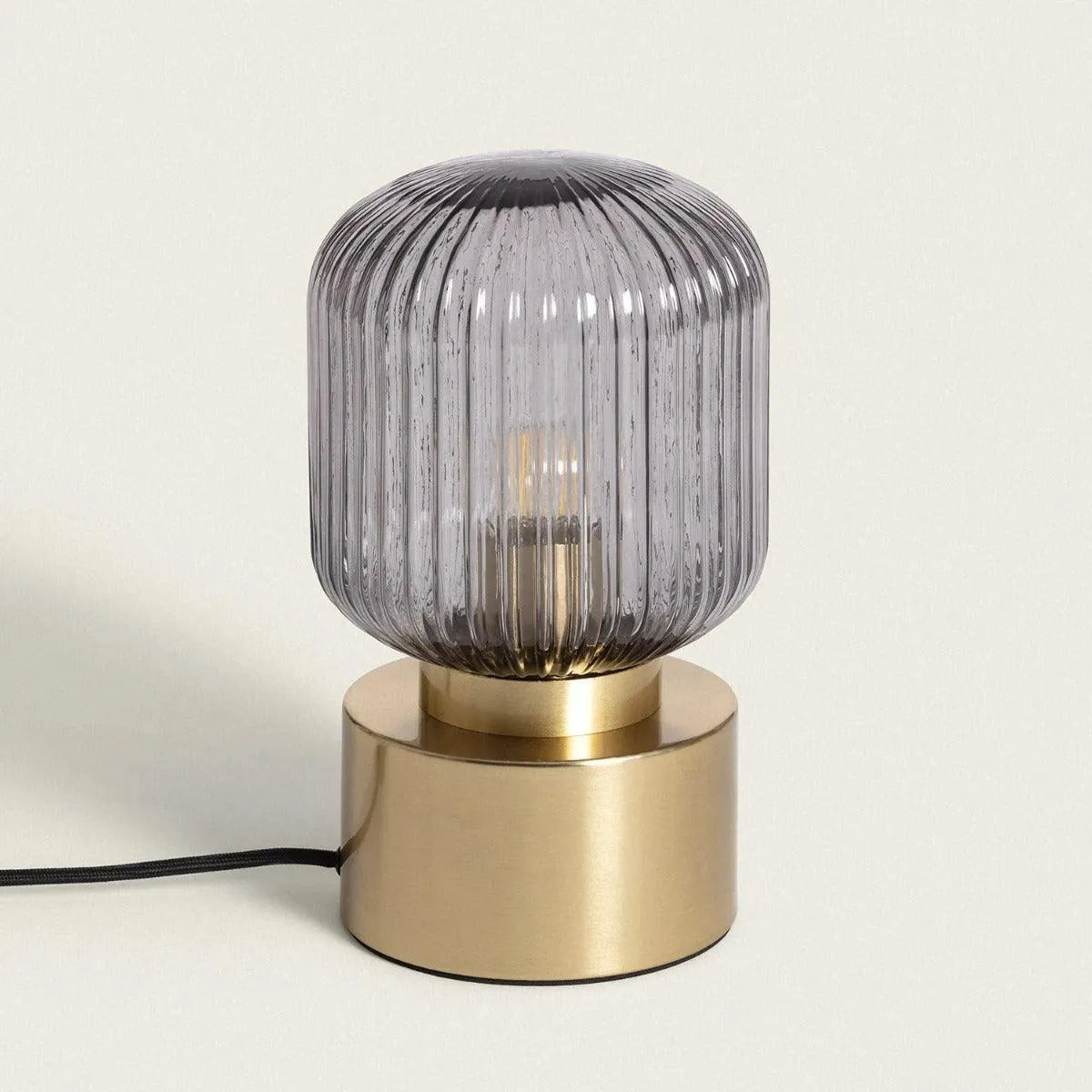Art deco tafellampje goud met glazen kap 'Jettie' - FOIR