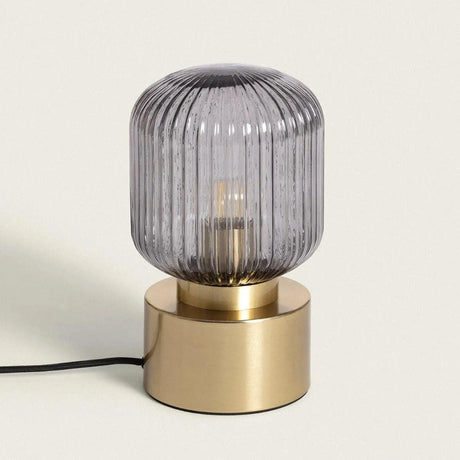 Art deco tafellampje goud met glazen kap 'Jettie' - FOIR