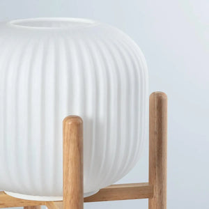 Tafellamp hout en opaalglas met stekker schakelaar en E27 fitting 'Givano' - FOIR
