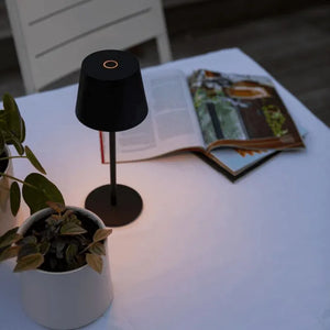 Oplaadbare tafellamp zwart met ingebouwde LED lichtbron batterij Roble 28 cm - FOIR