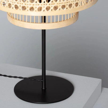 Rotan tafellamp E27 fitting schakelaar 'Isaksson' 30 cm - FOIR