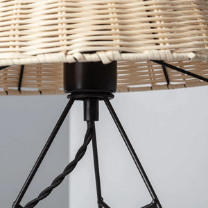 Kleine tafellamp wit met rotan kap schakelaar en E27 fitting 'Janice' - FOIR