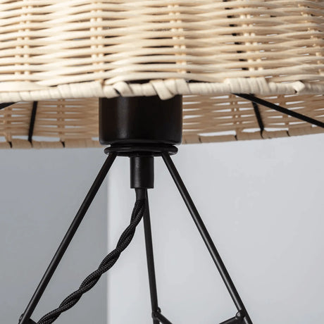Kleine tafellamp wit met rotan kap schakelaar en E27 fitting 'Janice' - FOIR