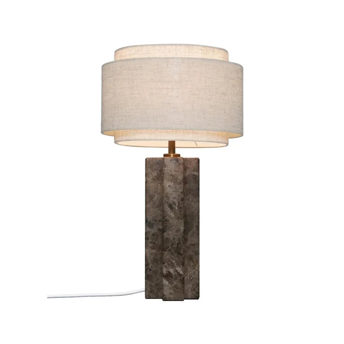 Tafellamp marmeren voet met beige kap schakelaar en E27 fitting DFTP Takai 55 cm - FOIR
