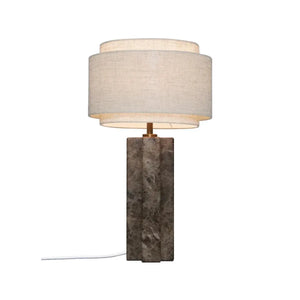 Tafellamp marmeren voet met beige kap schakelaar en E27 fitting DFTP Takai 55 cm - FOIR
