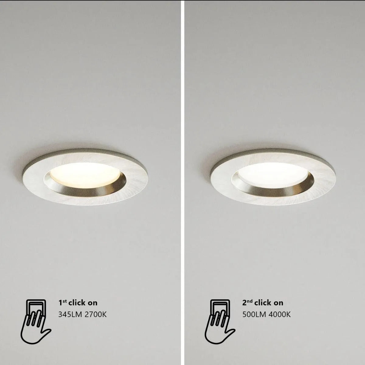 Inbouwspot nikkel rond Nordlux 'Tiaki' 2700K/4000K LED 5.7-8.6W dimbare warm naar neutraal wit IP65 - FOIR