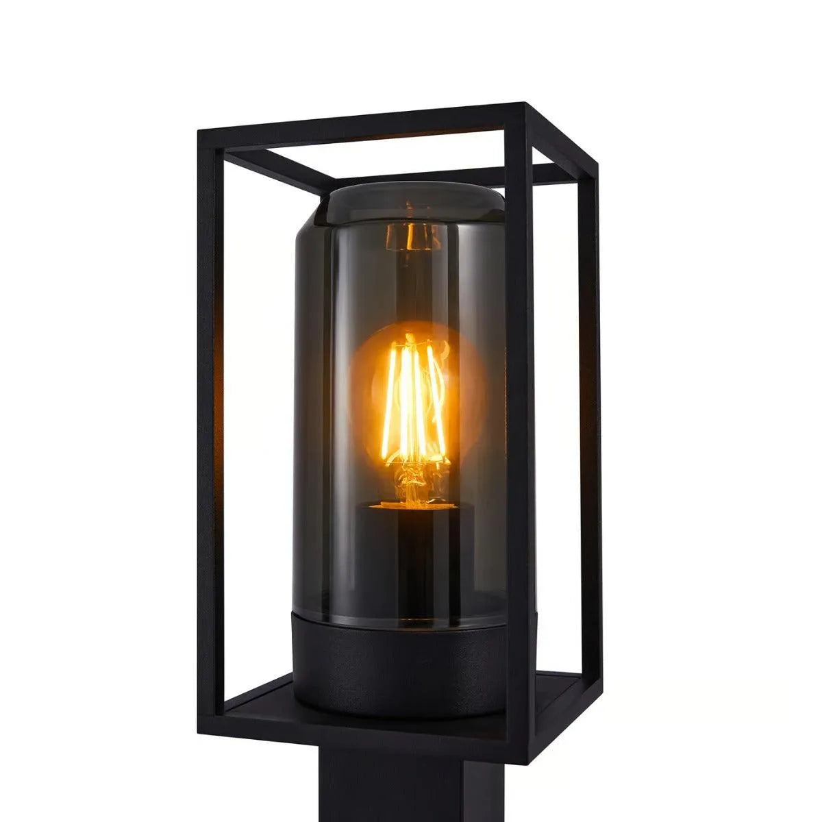 Tuinlamp staand zwart met smokeglas & E27 'Griffin' 80cm - FOIR