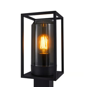 Tuinlamp staand zwart met smokeglas & E27 'Griffin' 80cm - FOIR