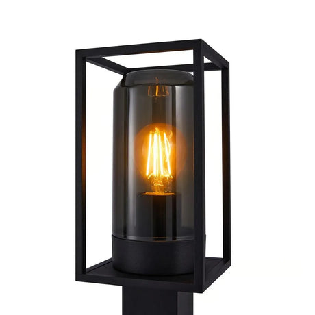 Tuinlamp staand zwart met smokeglas & E27 'Griffin' 80cm - FOIR