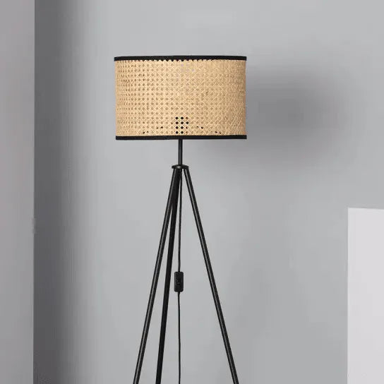 Staande lamp driepoot 'Hulu' gaas zwart modern E27 fitting 145cm - FOIR