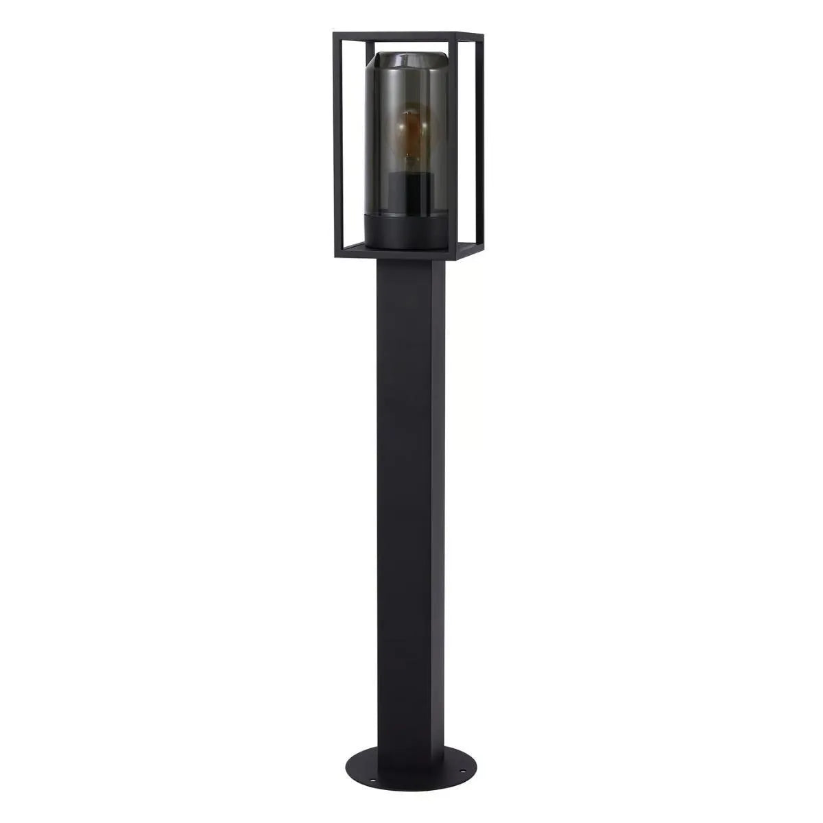 Tuinlamp staand zwart met smokeglas & E27 'Griffin' 80cm - FOIR